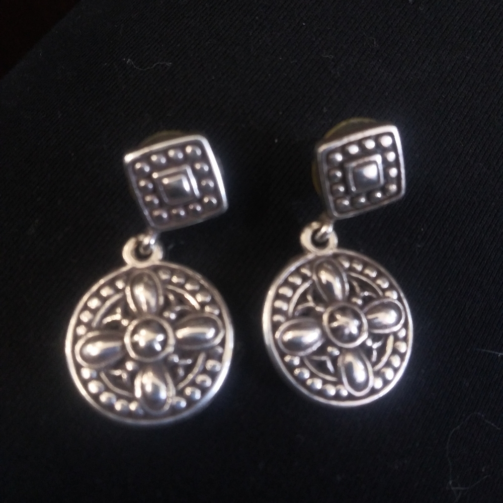 Vintage Brighton Silver toned Rhombus Earrings